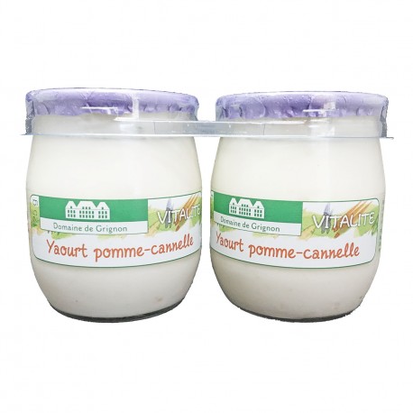 YAOURT POMME CANNELLE - 2 POTS VERRE - 250 g